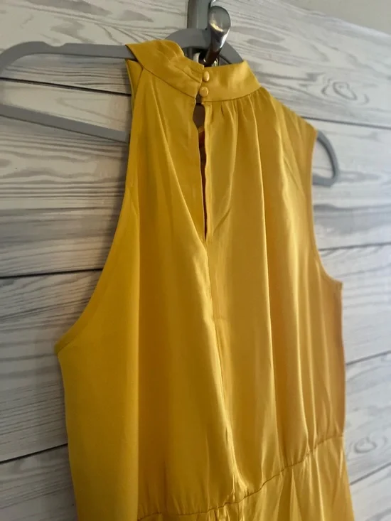 Pretty Garden Satin Halter Neck Maxi Dress in Mustard Yellow L - Picture 6 of 14